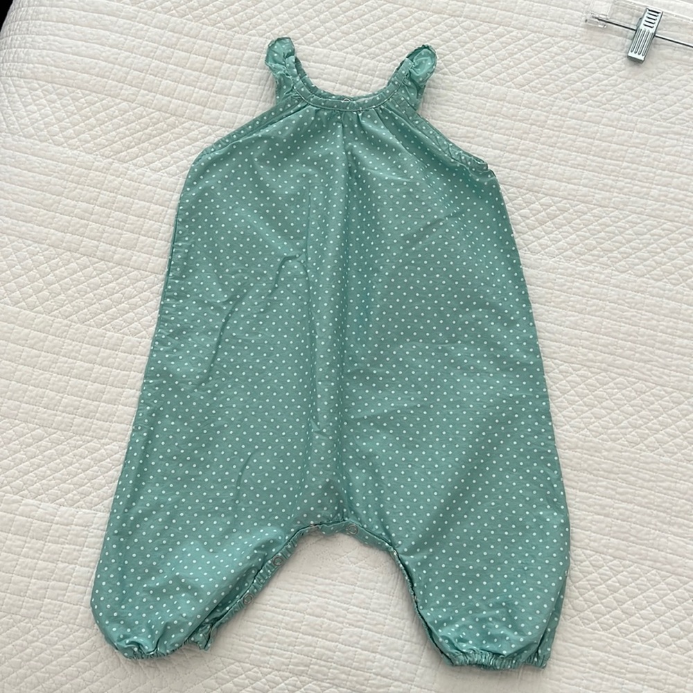 Madison Me Baby Onesie teal with white dots size 18 to 24 months